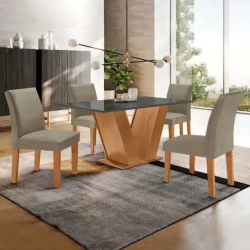 Mesa de Jantar Nova Conjunto com 4 Cadeiras