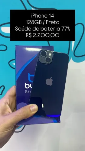 Seminovo: iPhone 14 128GB / Preto / Saude de Bateria 77% - Loja Fisica