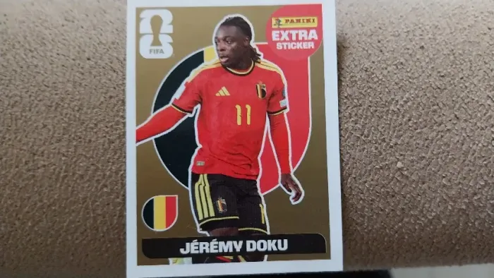 Figurinha Extra Sticker do Jérémy Doku ouro,Copa do Mundo 2026