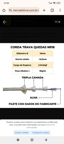 Corda para Trabalho em Altura