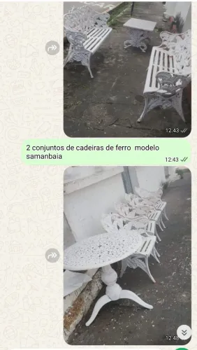 Jogo de cadeiras de ferro fundido