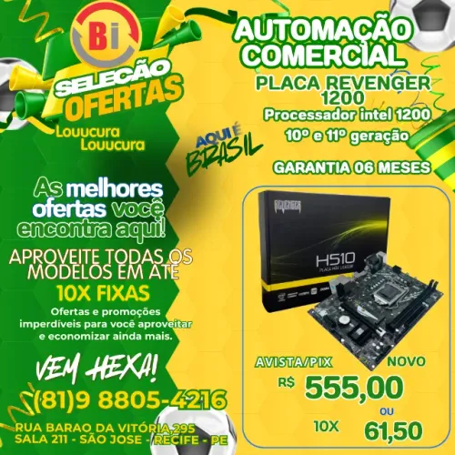 Placa Mãe Lga1200 Chipset Intel H510 Ddr4 10º E 11º Geração
