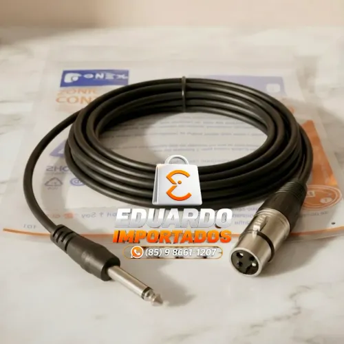Cabo XLR x P10 Mono para Microfone com fio de 3 Metros