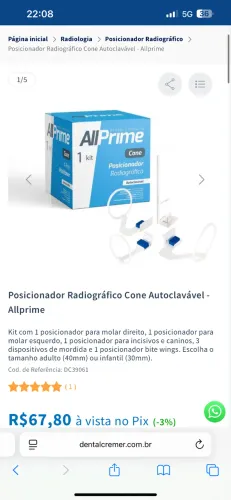 Vendo Posicionador Radiográfico odontológico Allprime / infantil - R$ 50,00 (NOVO)