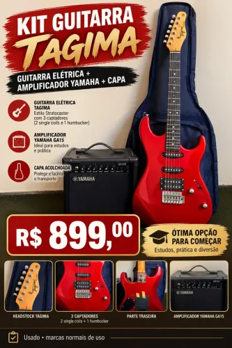 KIT GUITARRA ELÉTRICA TAGIMA + AMPLIFICADOR YAMAHA + CAPA