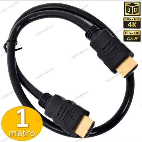 Cabo Hdmi 1 Metro e 3 metros 4k 3d Full Hd Para Tv Monitor Pc 1080p
