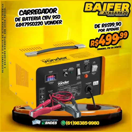 Carregador de Bateria CBV 950 6847950220 Vonder