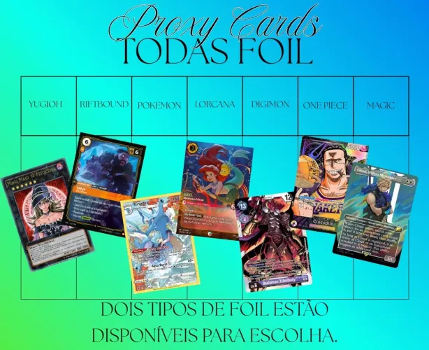 Cartas Proxy Varios Modelos, todas foil. (Kite com 45 cartas)