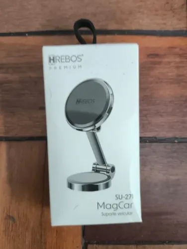 Suporte Veicular Magnético Hrebos SU-271 MagCar em alumínio na cor prateada, original, ide