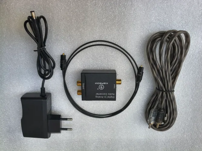Conversor fibra ótica para RCA áudio TV Home theather Toslink com fonte
