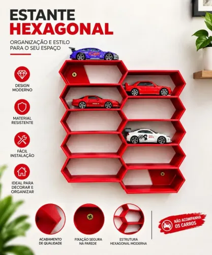 Display Prateleira Hot Wheels Estante Modular Para Parede Carrinho Gearhead Miniaturas
