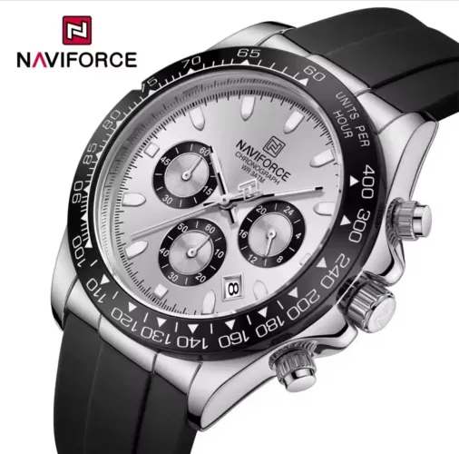 Relógio Masculino NAVIFORCE 8054  à Prova D'água Pulseira em Silicone 