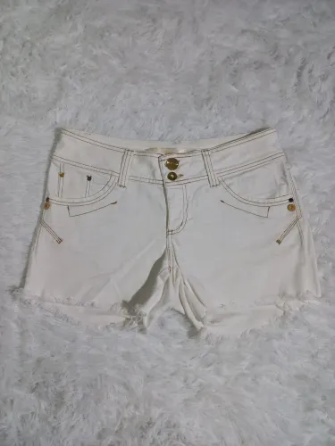 Short Denim Branco Feminino Tamanho 44