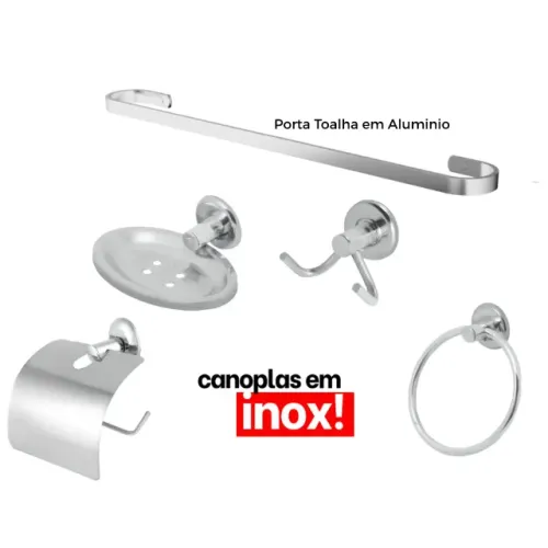 Kit de Acessórios para Banheiro 5 Peças Resistente à Ferrugem e Durável - SCS41