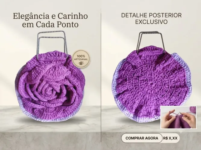 Linda bolsa crochê espaçosa