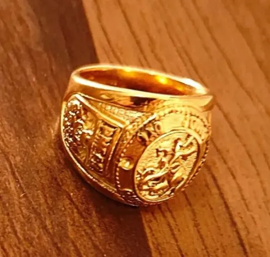 Lindo anel de são Jorge banhado a ouro 18k novo tamanho 23