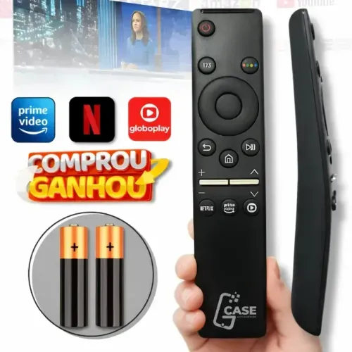 Controle Remoto Para Smart TV Samsung 4k Com Pilhas E Teclas Netflix Prime Video GloboPlay