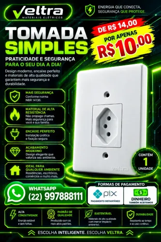 Tomada simples NÃO RESERVO ( Contato apenas Whatsapp ) pedido mín.3 unidades produto novo