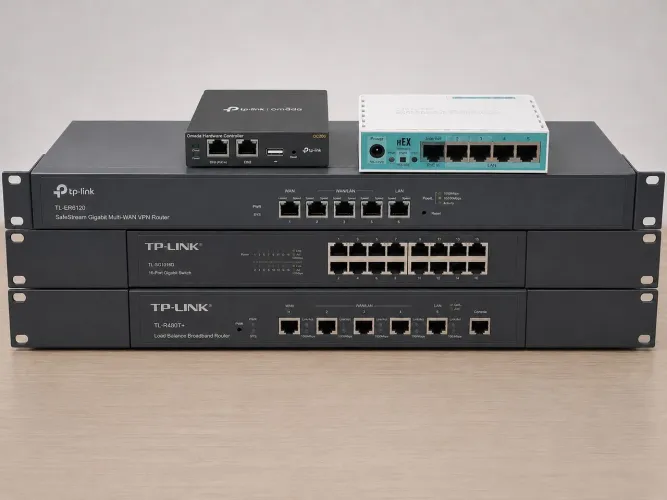 Kit Rede Empresarial TP-Link + MikroTik hEX RB750Gr3 ? Roteadores, Switch e Omada