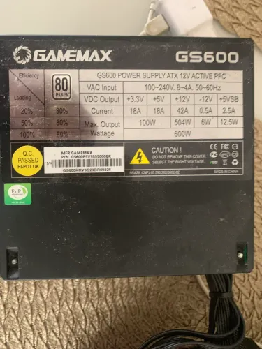 Fonte para computador modelo game max gs600