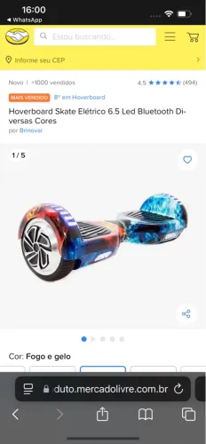 Hoverbory semi novo está em ótimo estado só a bateria está viciada