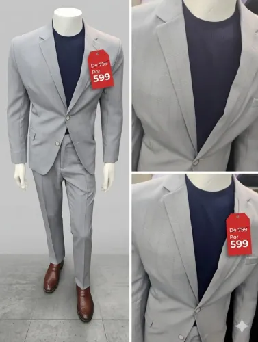 Terno (paletó e calça) principe de gales cinza claro tecido importado corte italiano 599,