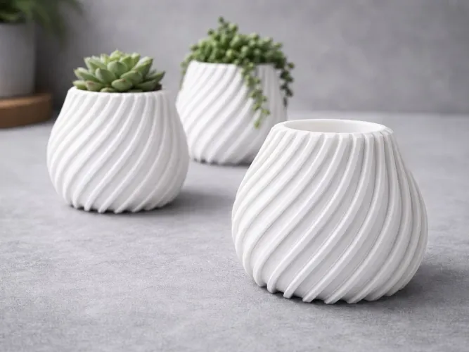 Vaso Decorativo para Suculentas em Espiral Branco