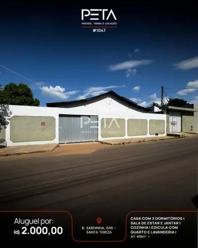 Casa com 3 quartos para Locação, Santa Tereza - Boa Vista