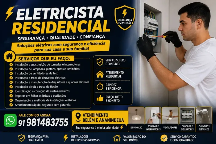 Eletricista Residencial | Belém e Ananindeua - Atendimento Rápido