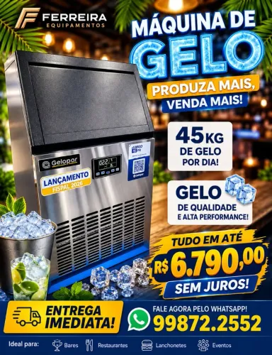 Maquina de gelo 45 kg por dia nova em até 10x sem juros