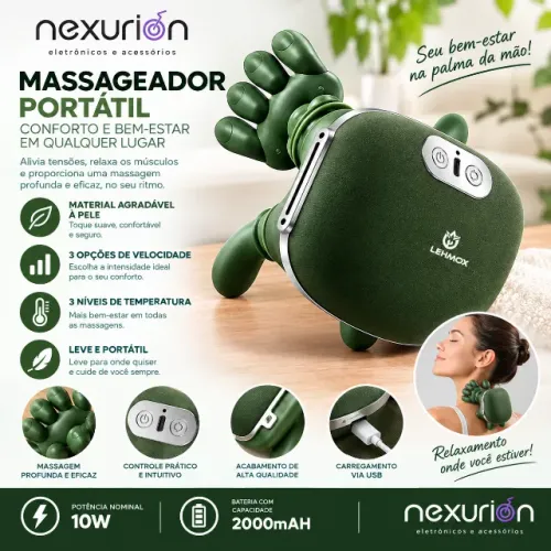 Massageador de Pescoço Lehmox LEY-2414 Elétrico Relaxante Cervical
