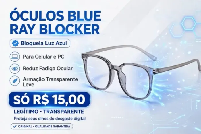 Óculos Blue Ray Blocker Bloqueia Luz Azul Legítimo (Transparente)