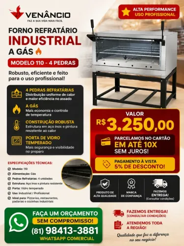 Forno de pizza e bolos Refratário inox em até 10x sem juros no cartão