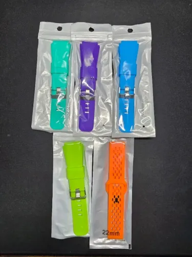 Kit Pulseiras 22mm Smartwatch - Verde Piscina, Roxo, Azul Céu, Verde Limão, Laranja