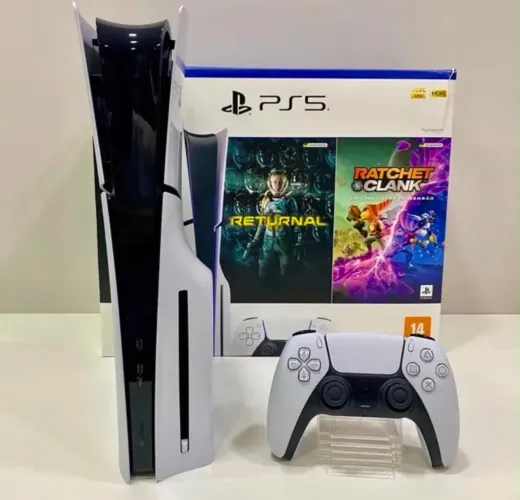Ps5 slim mídia física e digital + 50 jogos + caixa