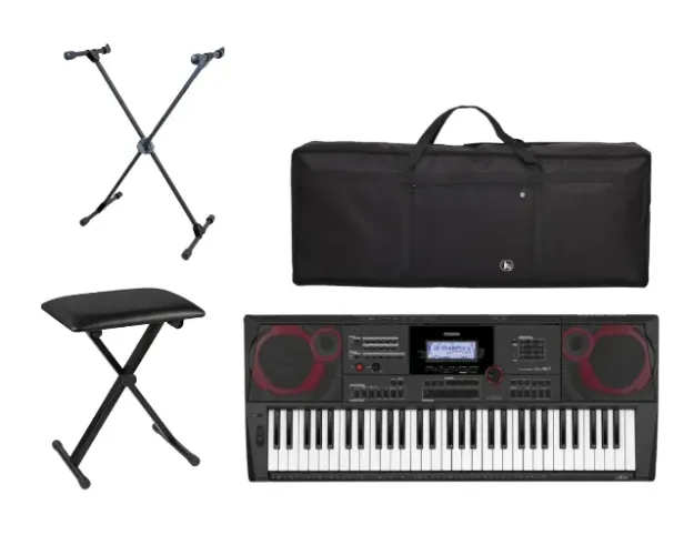 KIT TECLADO ARRANJADOR CASIO CT-X5000+CAPA ACOLCHOADA+BANQUETA+SUPORTE