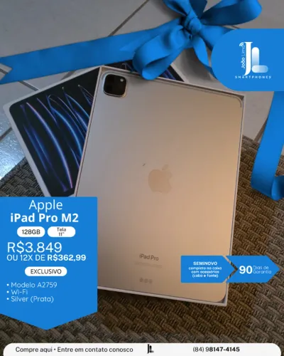 IPAD PRO M2, 128GB, TELA 11 POL., SILVER, SEMINOVO, EXCLUSIVO!