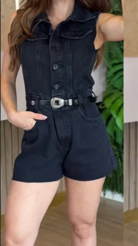 Macaquinho jeans (marmorizado)