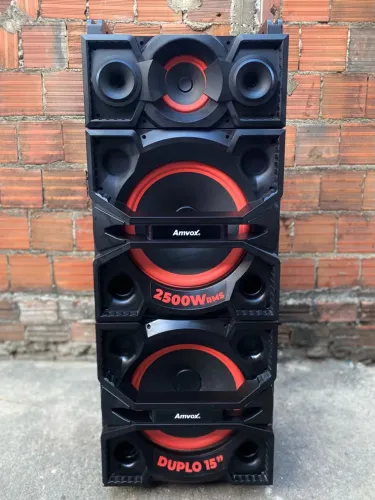 Caixa Amvox Terremoto 2500W RMS Duplo 15 polegadas Bivolt