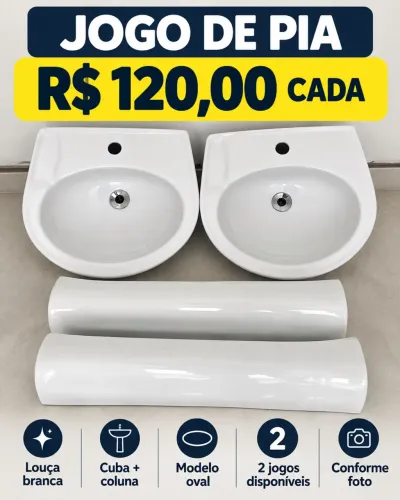 Jogo de Pia DEKA com Coluna - Branco - Seminovo