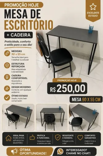 Mesa de estudo com cadeira 