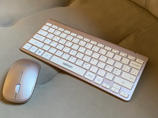 Kit Teclado Sem Fio + Mouse Rosé Letron