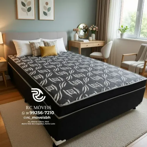 Cama Box Casal Acoplado D33 1,38x1,88 Floral Branco Confortável