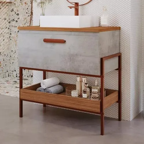 Gabinete para Banheiro Portinari com Espelheira Lumini, 100% MDF - MGM Moveis