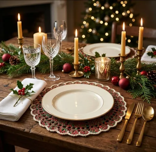 Sousplat de natal luxo total na sua mesa posta nas festas de final de ano