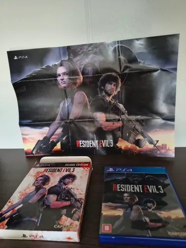 Jogo Resident EVIL 3 REMAKE para PS4 Mídia Física e acompanha caixa de Papelão e Pôster