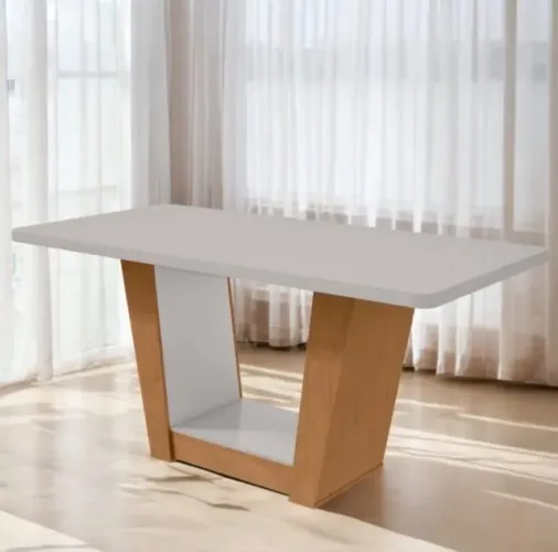 Mesa de Jantar Alvenza 170 cm Amêndoa Clean/Off White - Lopas