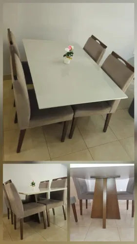 Conjunto de mesa 1,40 × 0,90 com 4 cadeiras, em perfeito estado de conservação!