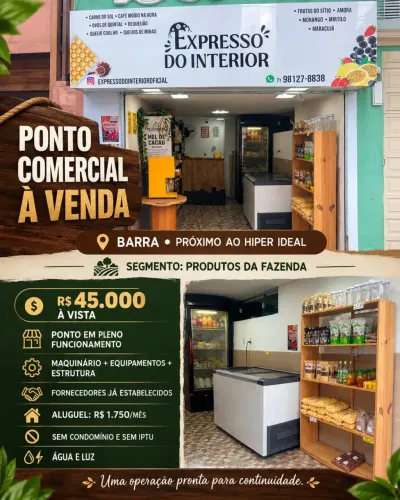 PONTO COMERCIAL EM FUNCIONAMENTO | BARRA SALVADOR/BA Excelente localização, próximo ao
