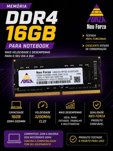 MEMÓRIA DDR4 NOTEBOOK 16GB 3200MHz NEO FORZA